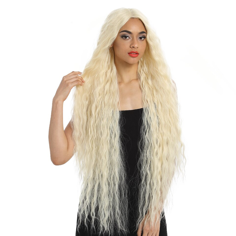 Blonde Super Long Wavy Lace Synthetic Hair Wig - Image 3