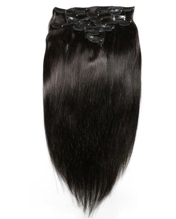 Black Straight Clip-In Brazilian Remy Human Hair Extensions Set