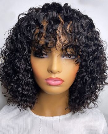Brazilian Water Wave Human Hair Wig with Bang